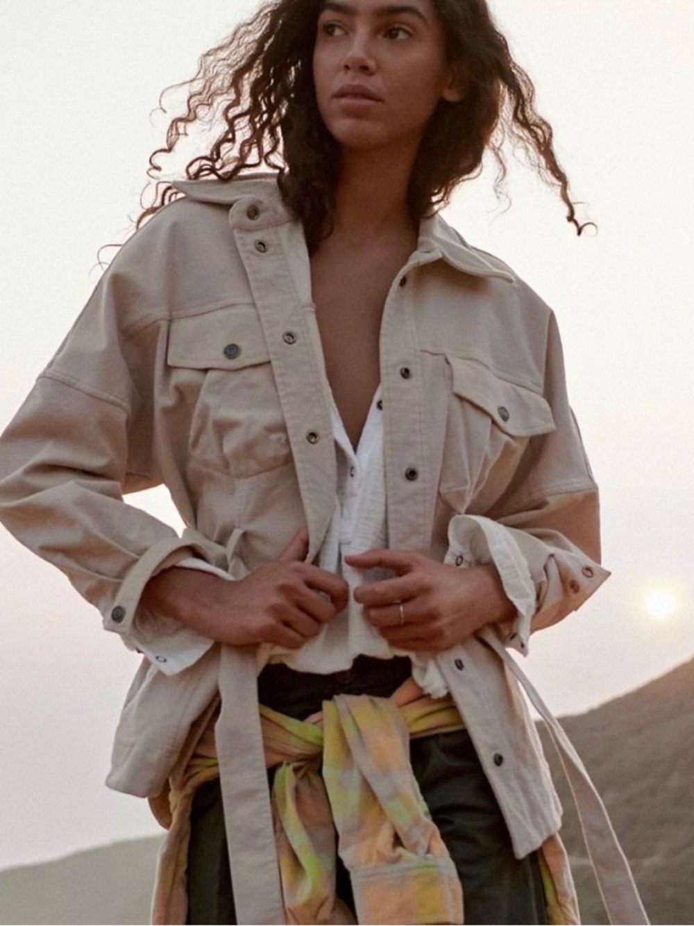 Free People We The Free Clyde Shirt Jacket • Cream • Medium
